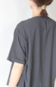 ディニテコリエ(Dignite Collier）ストレッチシフォンハーフスリーブブラウス／チャコール