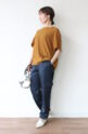 ディニテコリエ(Dignite Collier）ストレッチシフォンドルマンブラウス／アンバー