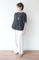 ディニテコリエ(Dignite Collier）ストレッチシフォンドルマンブラウス／チャコール