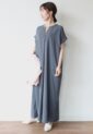 ディニテコリエ(Dignite Collier）スキッパーロングワンピース／チャコール【身長162cm基準丈】