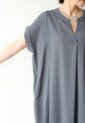 ディニテコリエ(Dignite Collier）スキッパーロングワンピース／チャコール【身長162cm基準丈】