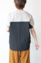 アンカルネ（Un carnet）切替えフレンチスリーブプルオーバー／グレージュ×ブラック×モカ