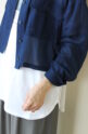 ディニテコリエ(Dignite Collier）ショート丈シアーデニムシャツ／ネイビー