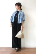 ディニテコリエ(Dignite Collier）ショート丈シアーデニムシャツ／サックス