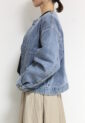 アンカルネ（Un carnet）ノーカラーデニムジャケット／ライトブルー