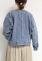 アンカルネ（Un carnet）ノーカラーデニムジャケット／ライトブルー