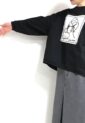 マリードール（MARIED'OR） 刺繍貼り付け身幅ワイドプルオーバー／ブラック