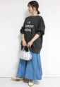 シロデラボンテ（siro de labonte）前後2WAYワイドシルエットプリントプルオーバー／チャコール×グレージュ