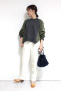 ディニテコリエ(Dignite Collier）ミリタリー切替プルオーバー／チャコール×カーキ