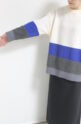 ブランコイブリロ（blanco y brillo）3配色ニットプルオーバー／オフホワイト×ブルー×チャコール