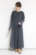 ロージー(ROSIEE)袖シャギー布帛切替ワンピース/チャコール