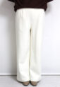 【あたたか素材】ディニテコリエ(Dignite Collier）裏フリースワイドパンツ／アイボリー
