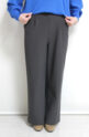 【あたたか素材】ディニテコリエ(Dignite Collier）裏フリースワイドパンツ／チャコール