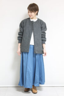 ディニテコリエ(Dignite Collier）モヘア混ボアブルゾン／チャコール