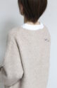 アンカルネ（Un carnet）カットソー重ね着風ロゴ刺繍プルオーバー／ベージュ×ブラック×オフ