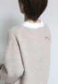 アンカルネ（Un carnet）カットソー重ね着風ロゴ刺繍プルオーバー／ベージュ×ブラック×オフ