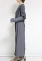 ロージー（ROSIEE）袖シャギー布帛切替ワンピース／チャコール