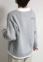 アンカルネ（Un carnet）カットソー重ね着風ロゴ刺繍プルオーバーライトグレーー×ブラック×オフ