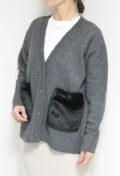 ロージー(ROSIEE)ファーポケットニットカーディガン/チャコール