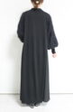ロージー（ROSIEE）袖シャギー布帛ドッキングワンピース／ブラック
