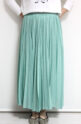 ディニテコリエ(Dignite Collier）ランダムプリーツスカート／ブルーグリーン