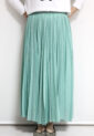 ディニテコリエ(Dignite Collier）ランダムプリーツスカート／ブルーグリーン
