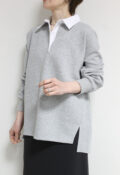 ロージー（ROSIEE）シャツレイヤード風スウェット／グレー