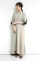 ロージー（ROSIEE）後レースライン布帛ニットワンピース／ベージュ