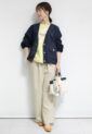 パシオーネ（PASSIONE）ノーカラーショートジャケット／インディゴ