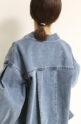 アンカルネ（Un carnet）袖リブデニムブルゾン／ライトブルー