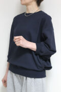パシオーネ（PASSIONE）裏毛七分袖スゥエットプルオーバー／ネイビー