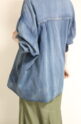 【こなれ感デニムシャツ】ディニテコリエ(Dignite Collier）シアーデニムシャツ／ブルー
