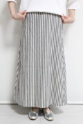 マリードール(MARIED'OR）綿麻Aラインバッグギャザースカート／ストライプ