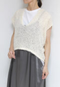 パシオーネ（PASSIONE）フリンジニットベスト／アイボリー