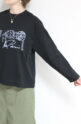 ノンブルアンペール(NOMBRE IMPAIR）PARISプリントロンTEE／ブラック