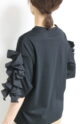 ディニテコリエ(Dignite Collier）袖フリルＴシャツ／ブラック