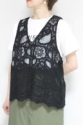 アンカルネ（Un carnet）ラッセルレースベスト／ブラック