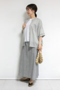 アンカルネ(Un carnet)シアー天竺ドルマンシャツ/グレイベージュ