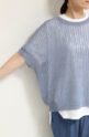 アンカルネ（Un carnet）透かし編みフレンチプルオーバー／ブルー