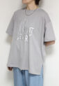 アンナケリー（Anna Kerry）箔プリントロゴＴシャツ／グレー×シルバーロゴ