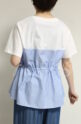 アンカルネ（Un carnet）キャミソールＴシャツ／オフ×ブルーストライプ