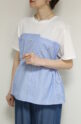 アンカルネ（Un carnet）キャミソールＴシャツ／オフ×ブルーストライプ