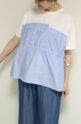 アンカルネ（Un carnet）キャミソールＴシャツ／オフ×ブルーストライプ