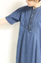 ノンブルアンペール（NOMBRE IMPAIR）ねじりピンタックデニムスキッパーワンピース／コン