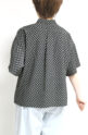 ノンブルアンペール(NOMBRE IMPAIR）リーフドットコンビスタンドネックブラウス／クロ