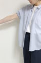 フォンタナ（FONTANA）袖口ロールアップシャツ／グレーストライプ