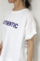パシオーネ（PASSIONE）「AUTHENTIC」ロゴＴシャツ／オフ×パープルロゴ