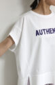 パシオーネ（PASSIONE）「AUTHENTIC」ロゴＴシャツ／オフ×パープルロゴ
