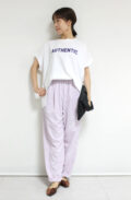 パシオーネ（PASSIONE）「AUTHENTIC」ロゴＴシャツ／オフ×パープルロゴ