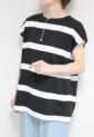 アンナケリー（Anna Kerry）ボーダーフレンチTシャツ／ブラック×オフ
